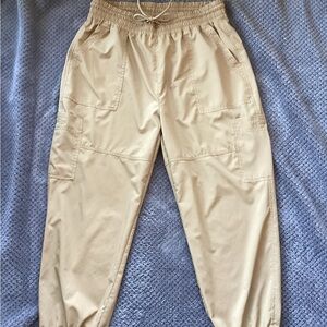 Old Navy Tan Track Pants with Elastic Waist and Cuffs